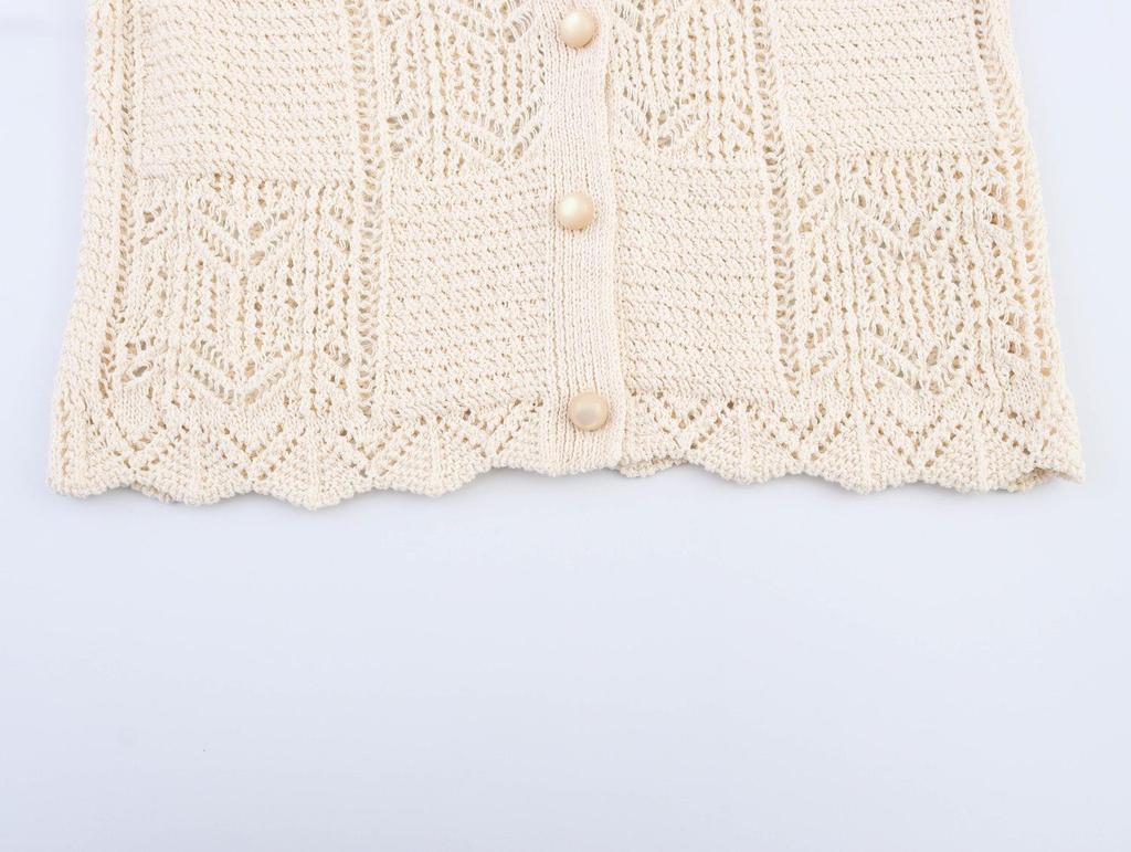 2025 Summer Women's European & American Fashion Jacquard Mesh Knit Cardigan