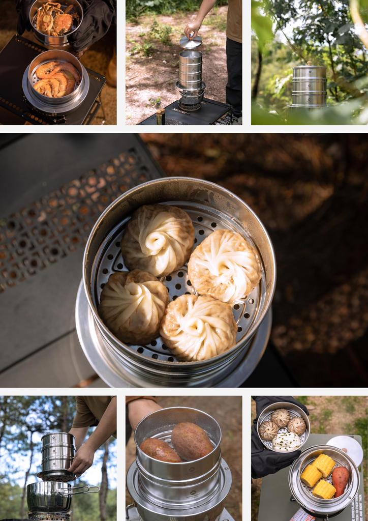 CAMPING MOON Cooler Steamer, Steamer for Steamed Food, Dim Sum, Stainless Steel 304, Single Item, S363