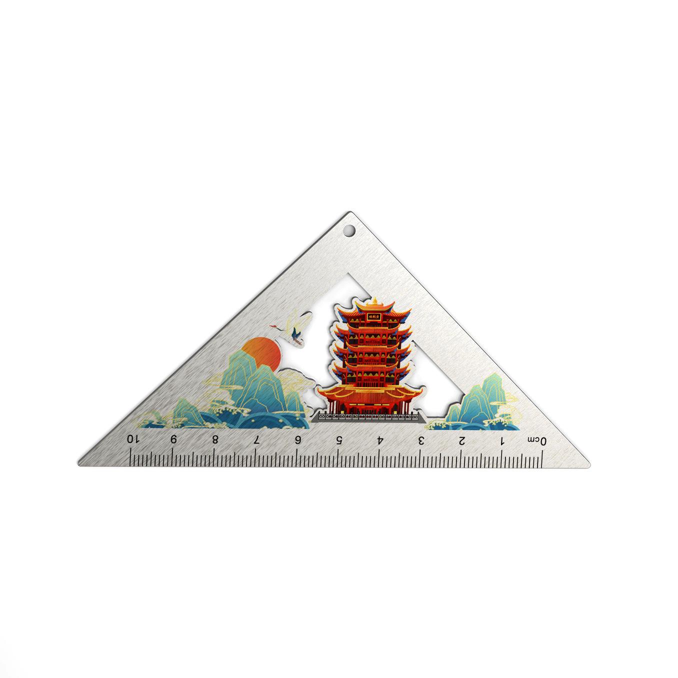 Yellow Crane Tower Series Metal Bookmark Ruler - Classical Chinese Style