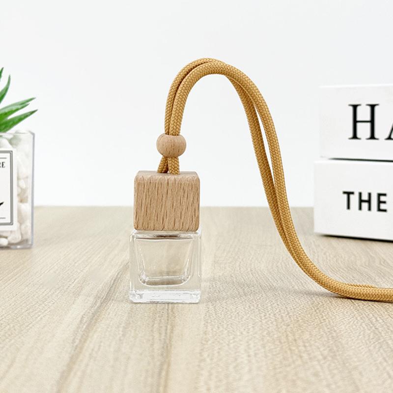 

1Pcs 8Ml Diffusers Essential Oils Empty Wooden Bottle Square Lid Car Hanging Accessories Perfume Bottles Freshener Oil Diffuser A1