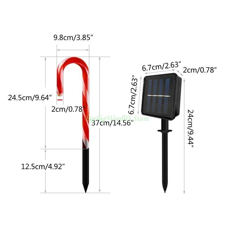 24TE Christmas Candy Cane Lights Set Led Solar or Battery Powered Light Landscape