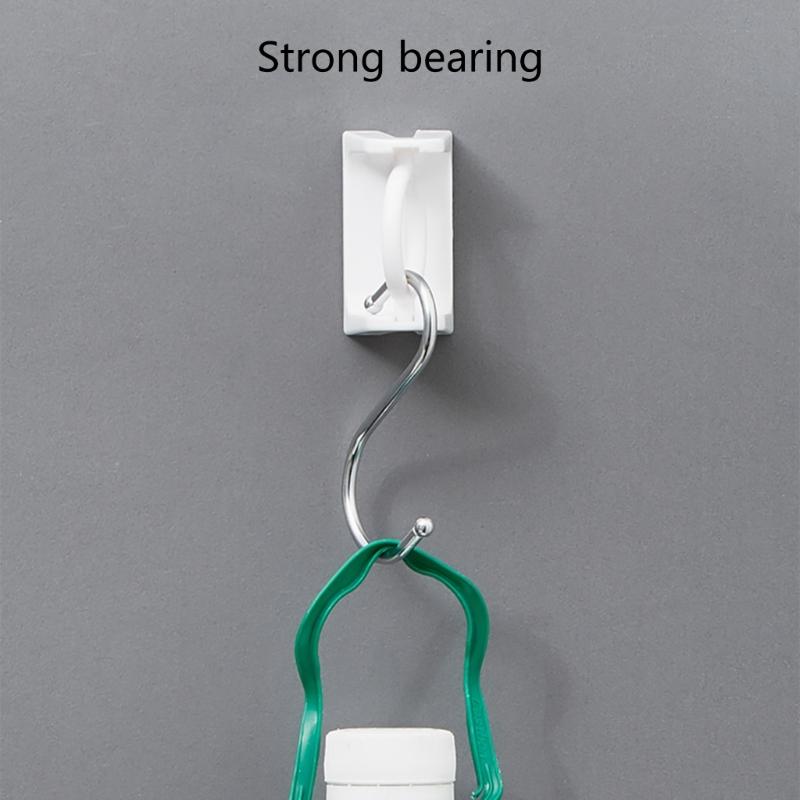 2 Pack 360 Degree Rotatable Self Adhesive Curtain Rod Holders Wall Mount Brackets for Drapery Transparent Plastic Hook