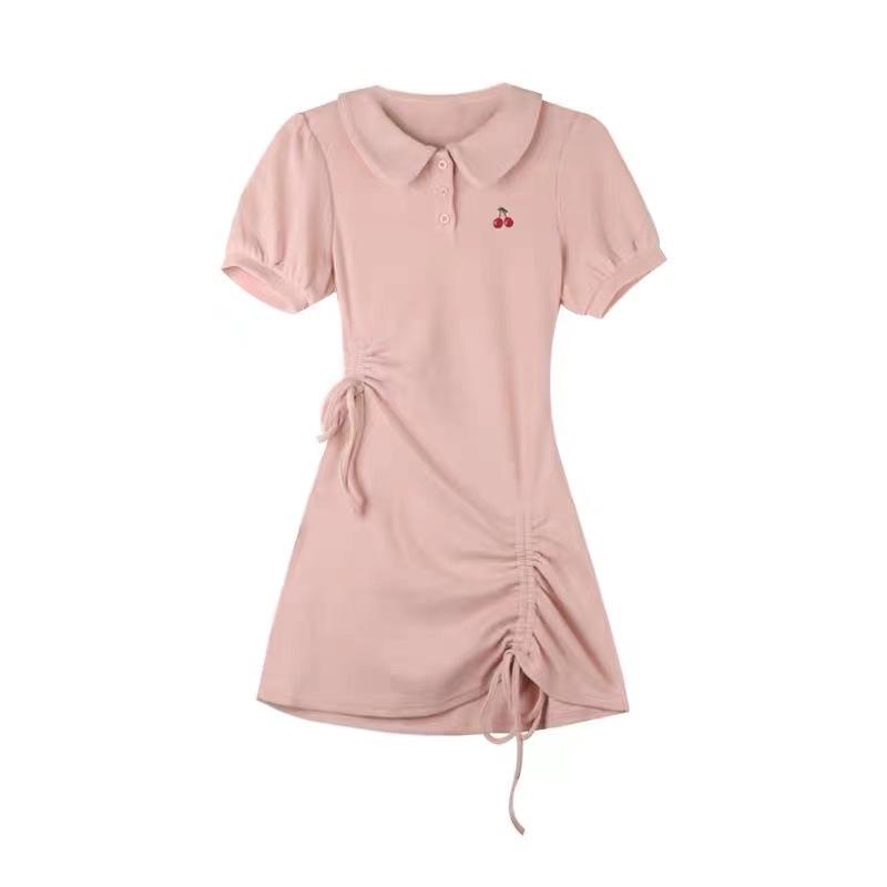Petite Women's Age-Defying Polo Neck Short Sleeve Cinched A-Line Dress