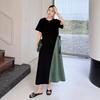 Dimanaf 2025 Summer Plus Size Dress Women Casual Vintage Long Dress Loose Basic Cotton O-Neck Dress