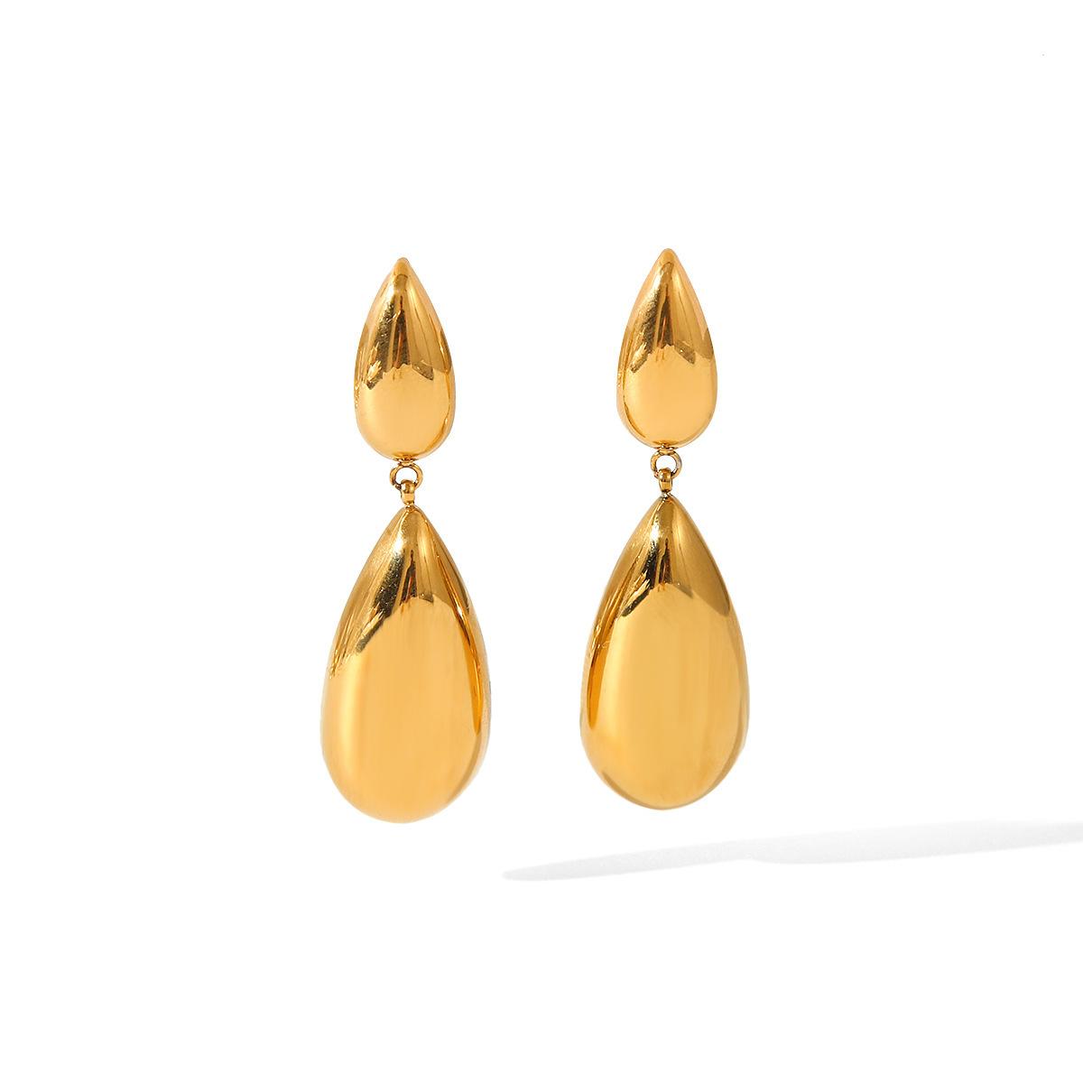 

Droplet Earrings Light Luxury High-end 18K Gold Hoops Polished Teardrop Shape Versatile Ear Jewelry