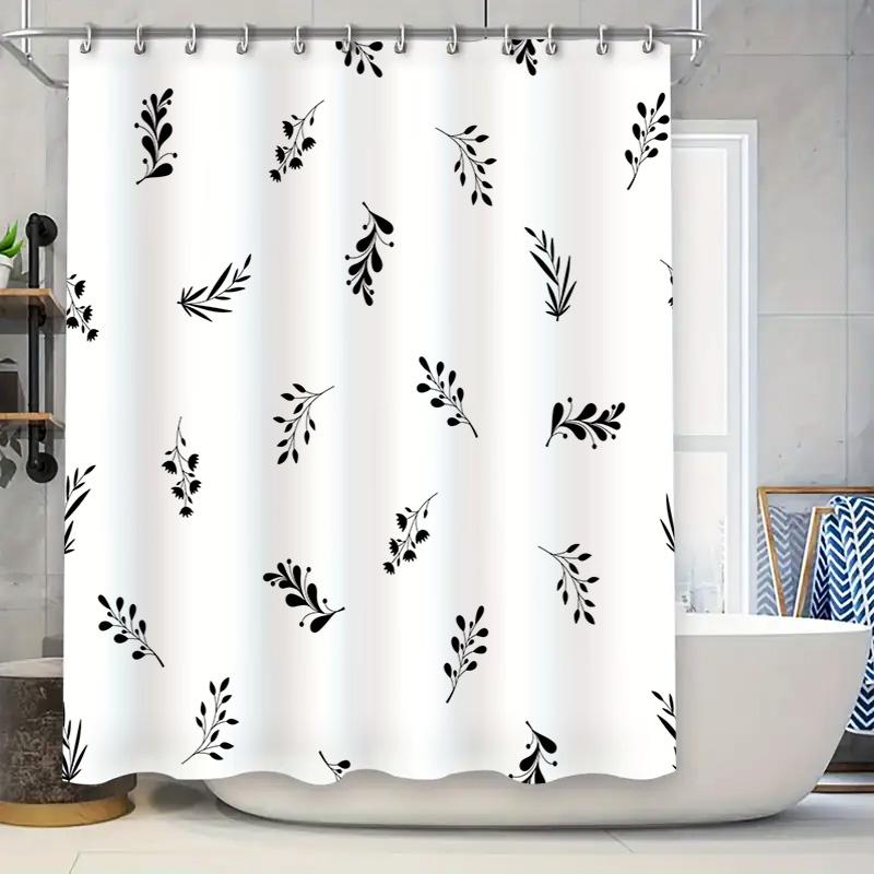 

Черно-белая шторка для ванной с листьями W60H190(CM)-1 Pcs