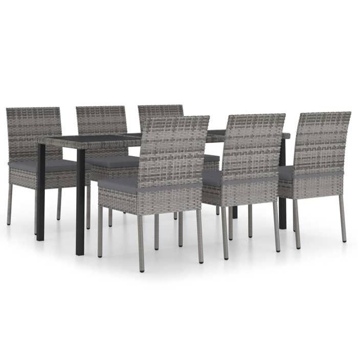 VidaXL 7-Piece Garden Dining Set Outdoor Dining Furniture Patio Table and Chairs Outdoor Lounge Set 3065703
