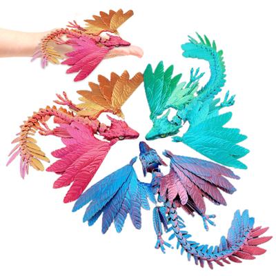3D Baskılı Tüylü Ejderha Fidget Oyuncak Hareketli Eklem Figürü Uçan Ejderha Aksiyon Figürü Eklemli Ejderha Modeli Masaüstü