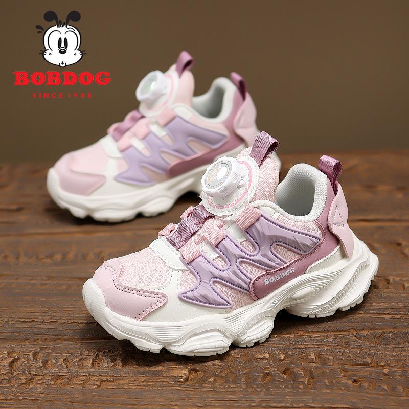 

Babu bean children s sports shoes boys 2025 autumn new girls rotating button non-slip thick-soled running shoes batch 38
