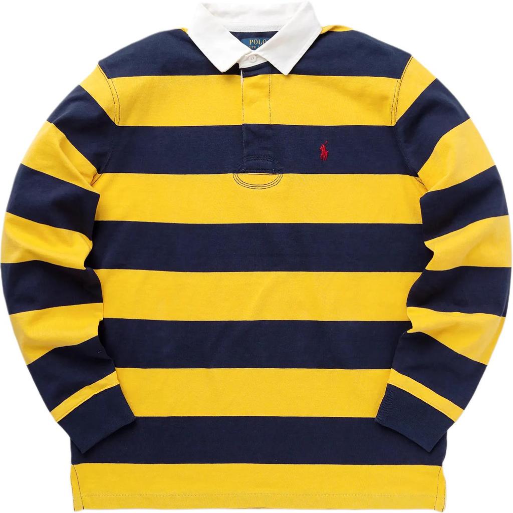 Polo Ralph Lauren Color Block Gestreiftes Logo Bestickt Pullover Langarm Poloshirt Herren Tops Gelb 710717116-042
