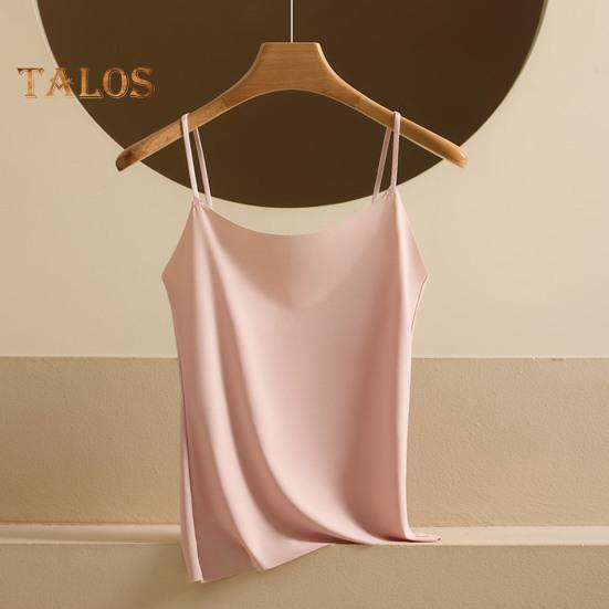 Dámský top tílko z umělého hedvábí Ledové hedvábí Saténové tílko Špagetová ramínka Bez rukávů Cami top Kulatý výstřih Hedvábná Letní základní halenka