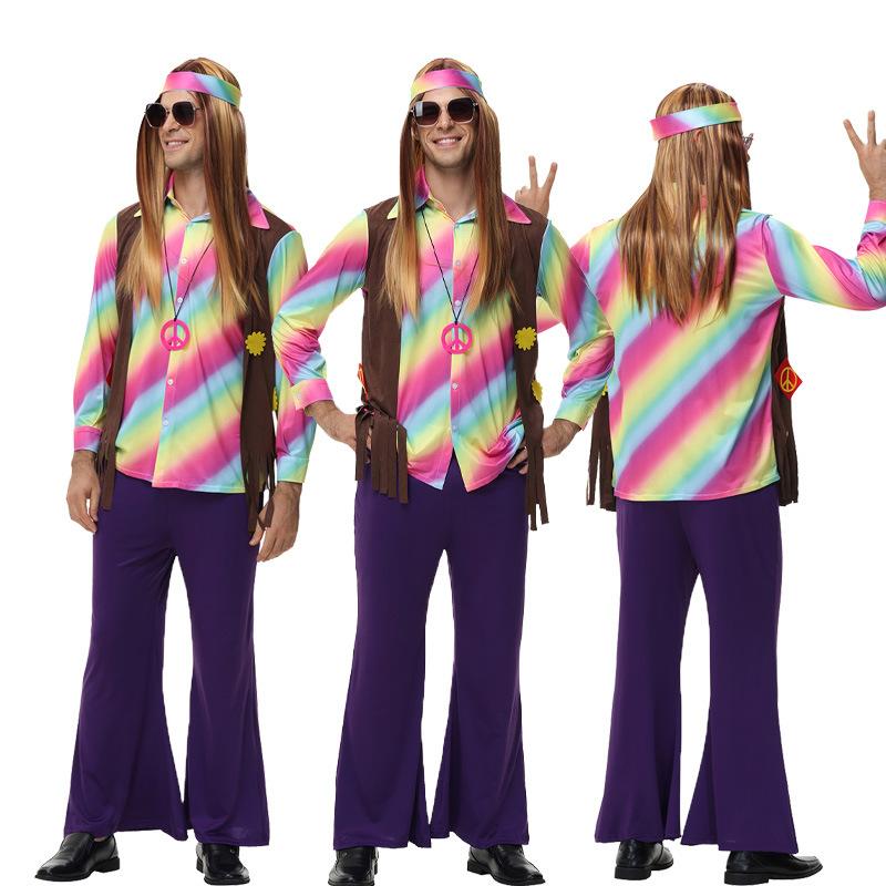 Vintage Halloween Disco Costume Set Cosplay Hip Hop 70s Hippy Parties Theme