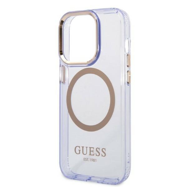 Guess Guhmp14Xhtcmu Iphone 14 Pro Max 6,7 Purpurowy/Purple Hard Case Gold Outline Translucent Magsafe