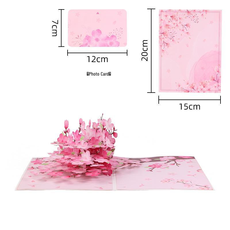Teacher s Day Peach Blossoms 3D Greeting Card - Handmade Paper Sculpture with Gratitude Message