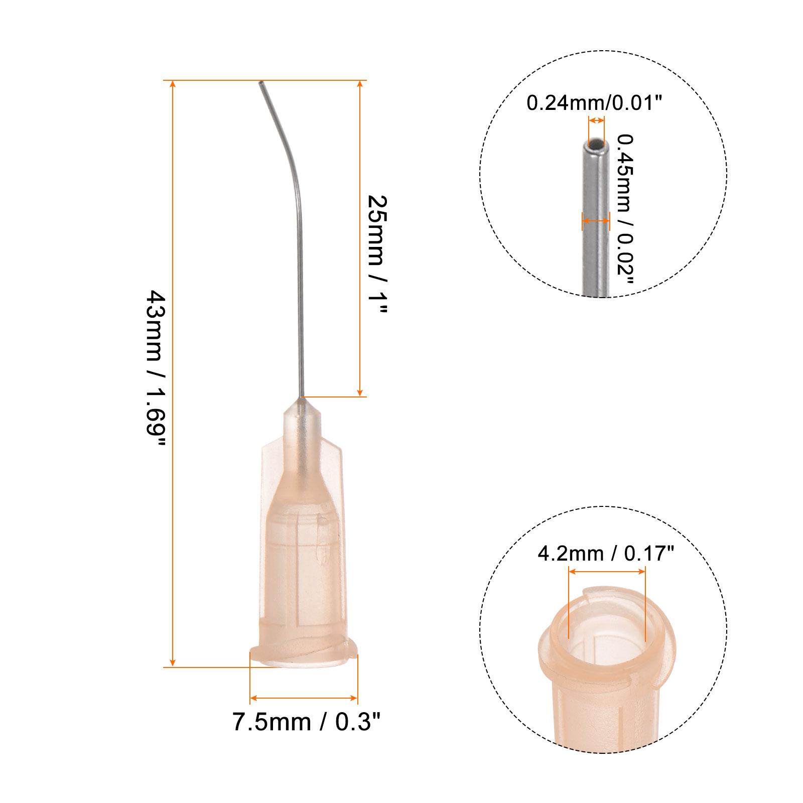 

60pcs Blunt Tip Dispensing Needles 18G 19G 20G 22G 23G 24G 26G 27G 1 Bent Needle for Liquid with Luer