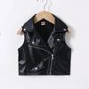 Prowow Kindervest voor meisjes, mouwloos, met rits, trendy motorjas, bikerjack, imitatieleer, kinderbovenkleding
