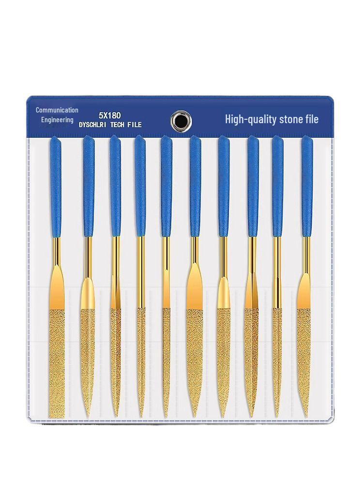 Titanium-Plated Diamond Needle Files Set - Mini Scraper and Grinding Tools Assortment