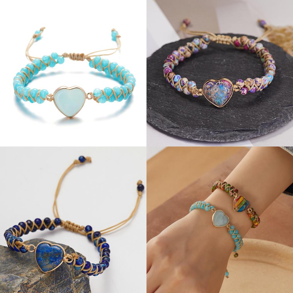Handmade Heartshaped Bracelet Gemstone For Summer Fashion