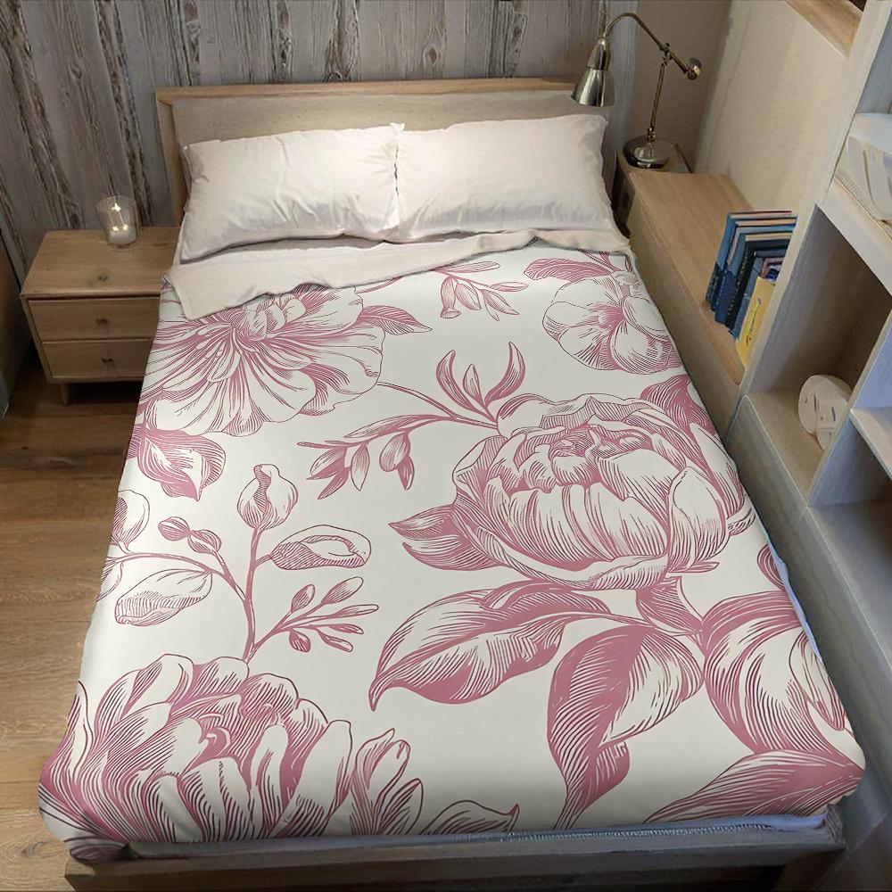 Blush Pfingstrosenmuster Flanelldecke Warm Weich Halloween Weihnachten Sofa Warm Gemütlich Dekoratives Dekor Geschenk für Alle Jahreszeiten