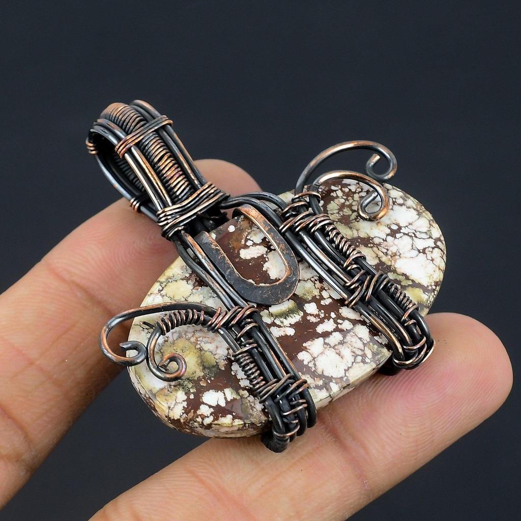 Wild Horse Pendant Gemstone Jewelry, 999 Copper Wire Wrapped Handmade Pendant, Latest Design Jewelry