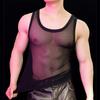 Mens See-Through Mesh T Shirt Tank Tops Sports Sleeveless Vest Nightclubs Sheer Elastic Camisole Camisole Rave Party Clubwear