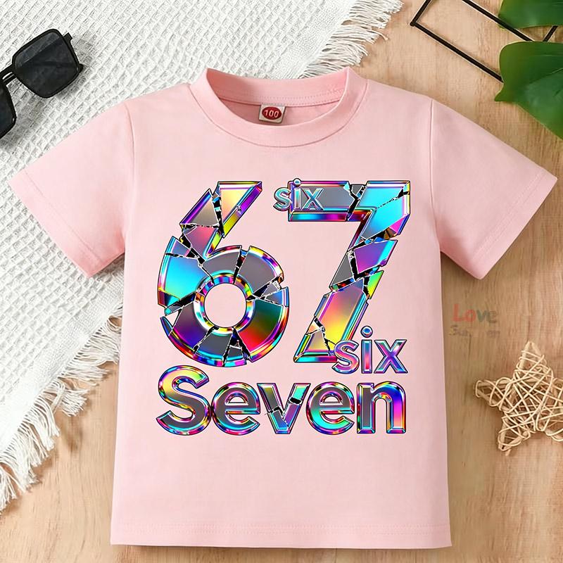 67 Six Seven 6 7 Italian Brainrot T-shirt For boys girls children Cotton T Shirts Short Sleeve Tops