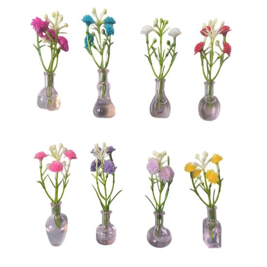1/8/10Pcs Vertical Greenery Vase Magnetic Mini Clear Glass Propagation Vase with Faux Flowers Dorm Room Plant Decor