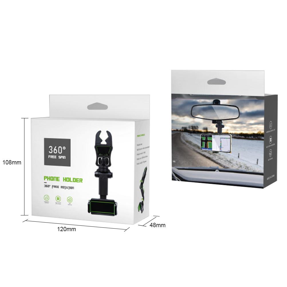 Fordon Backspegel Mobiltelefonhållare Fäste Universell Smartphone Justerbar Teleskopisk Mobil
