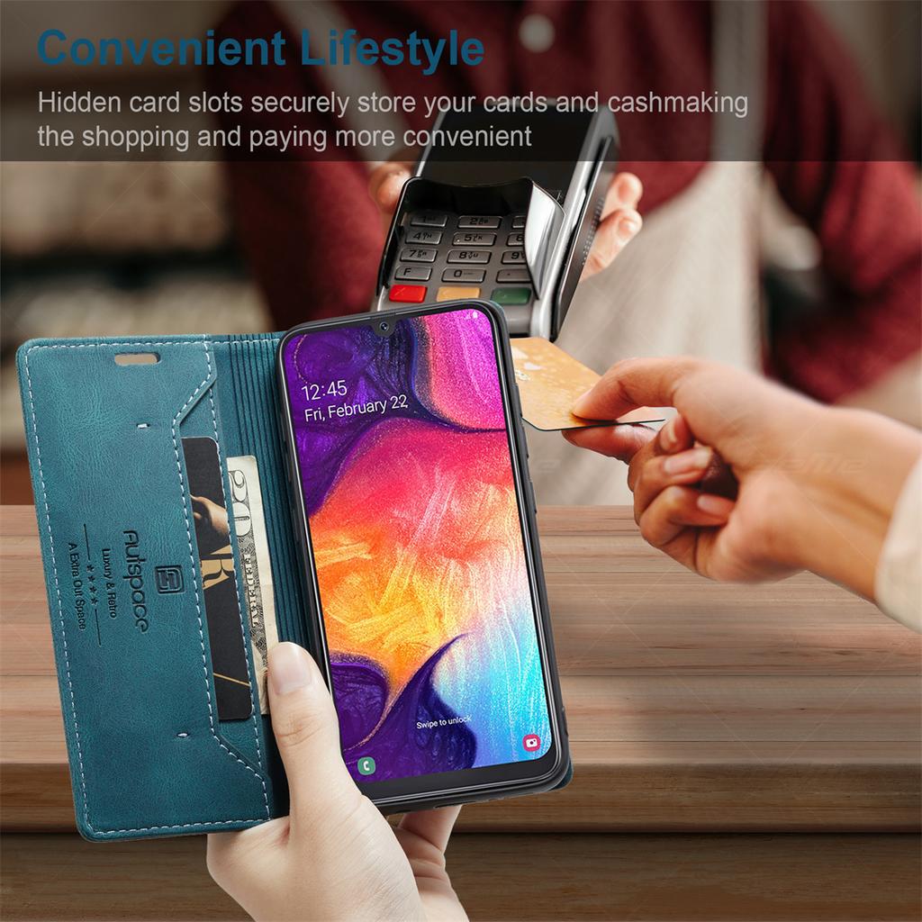 Premium Vintage Leather Wallet Case for Samsung Galaxy A50/A30S/A50S - RFID Blocking Flip Cover with Card Slots (4 Colors)