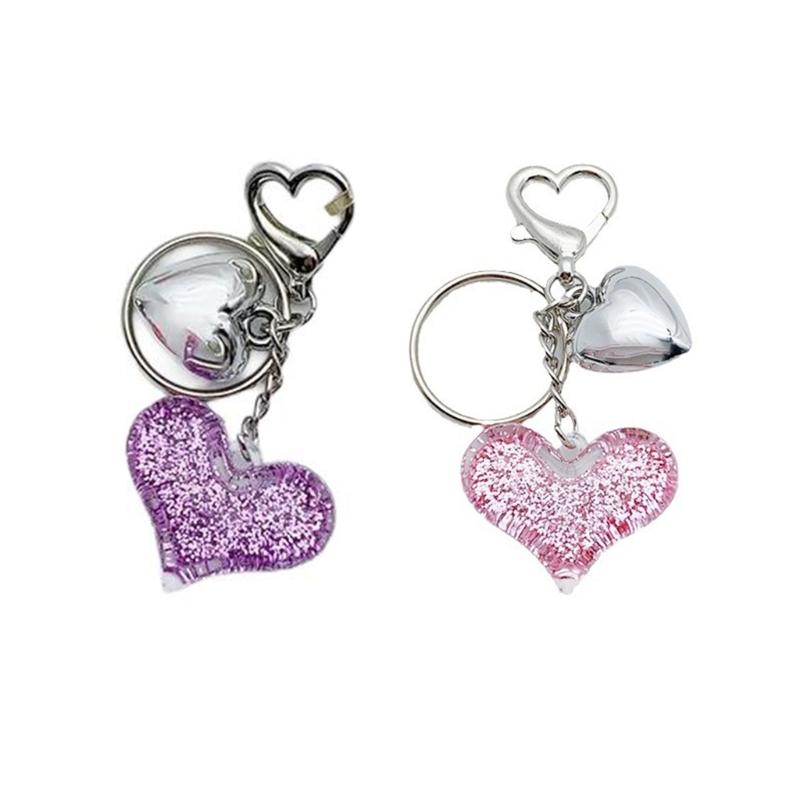 Colorful Heart Pendant Keychain Love Shapes Cellphones Straps for Women and Girls Unique Bag Pendant Stylish Phone Charm