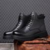 Bottes à plateforme rétro en cuir tendance antidérapantes pour hommes Designer Semelle souple Automne Hiver Chaussures pour hommes Mode Décontractées Bottes de travail pour hommes