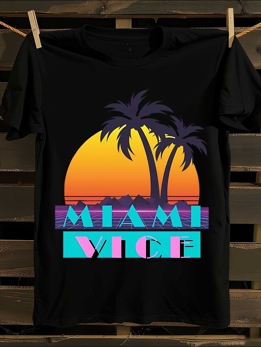 

Miami Vice Retro 80s T-Shirt Mens Tshirt Womens Tshirts with Letters Print Short Sleeves T-Shirt Casual Street Tee Shirt Top XXL