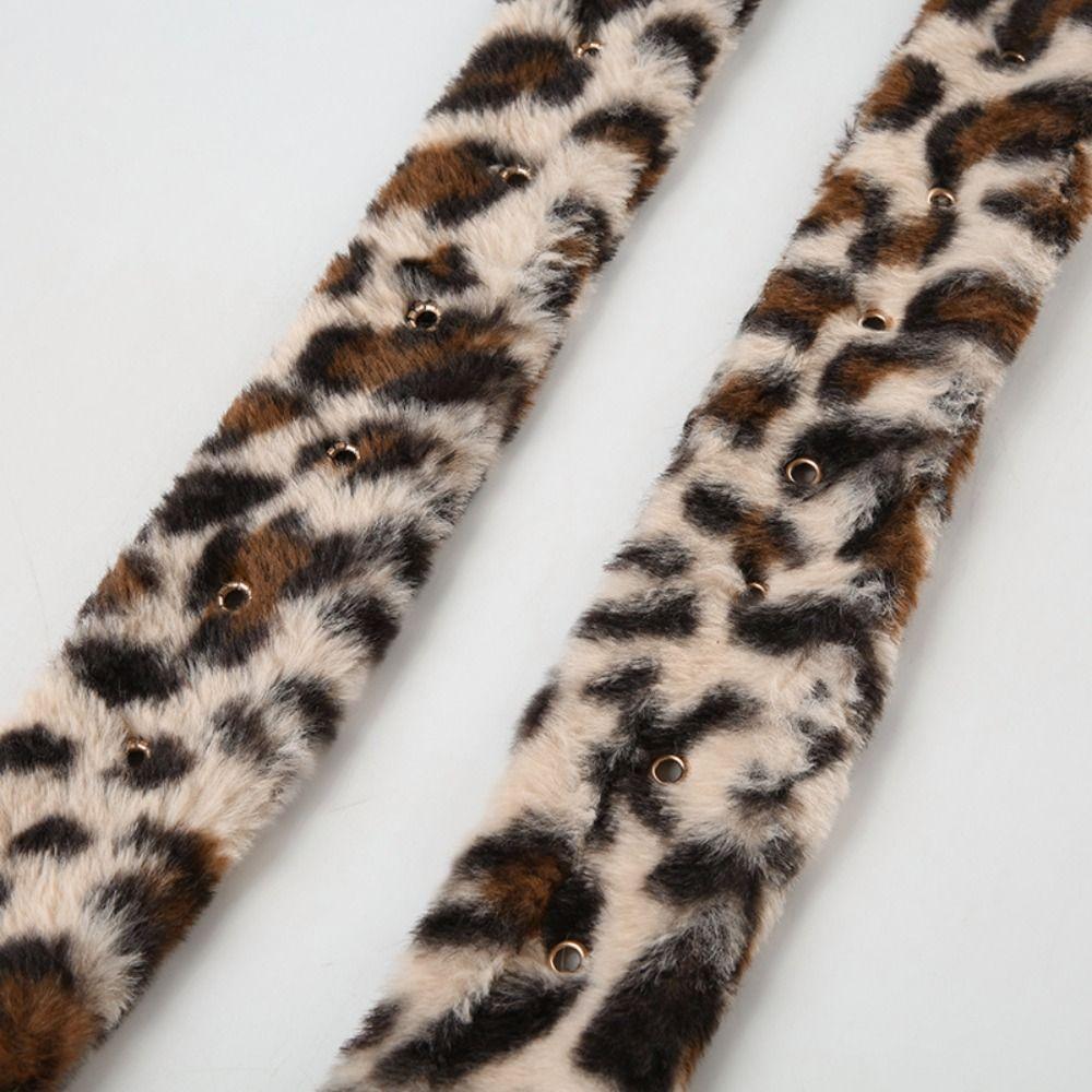 Resin Buckle Leopard Print Plush Belt Furry Jazz Dance Costumes Accessory  Streetwear