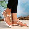 Modische Sandalen Damen 2025 Luxus Sommer Farbiger Glanz Flache Strandsandalen Damen Design Große Größe Zehensteg Damen Schuhe Zapatos Mujer