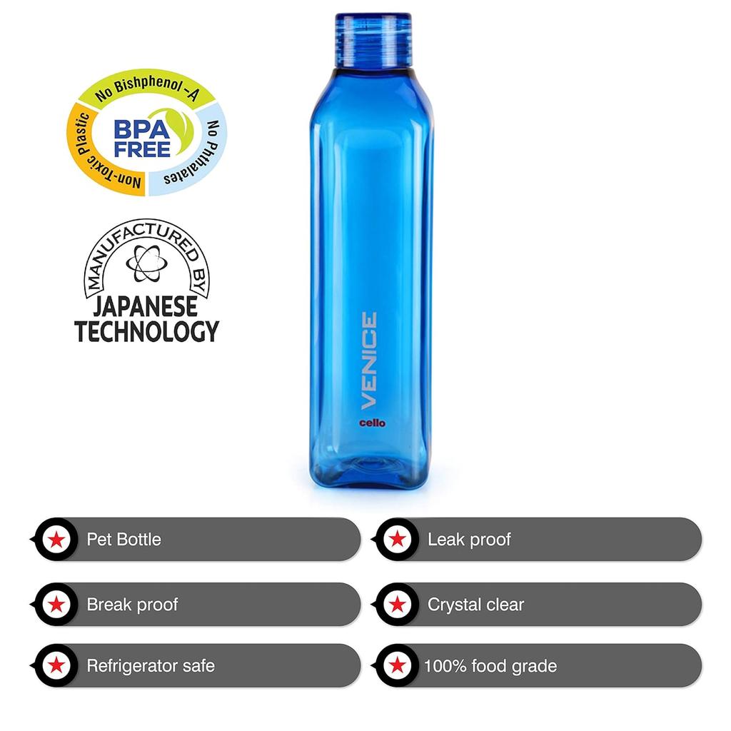 CELLO Unbreakable 1000ml Water Bottles Set Of 4 | Bpa-Free Leakproof Storage For Gym, Office & Travel | Sleek Space-Saving Design