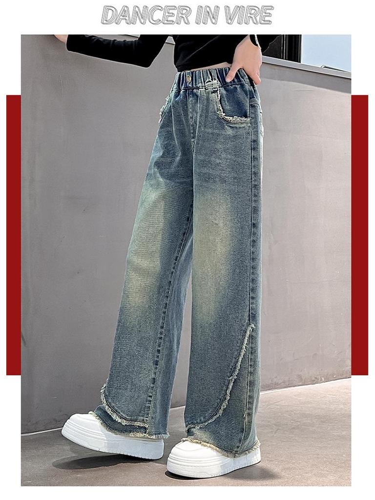 Herbst 2025 Mädchen Wide-Leg Jeans für 7-16 Jahre - Lockerer, Straight-Leg Schnitt
