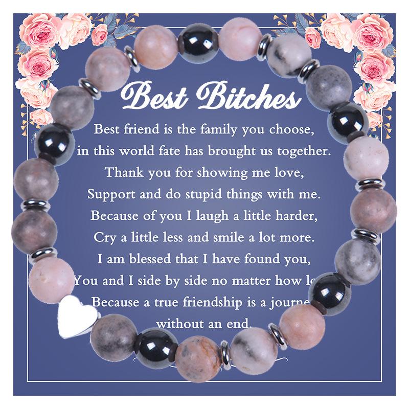 JYL TS Bracelet Ladies Double Chain  Portrait Charm Boosts Elegance 4-Best-Bitches светло-малинового