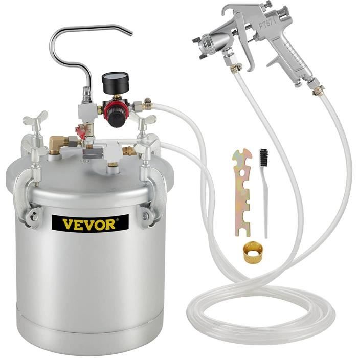 Farbspritzpistole - VEVOR - 10L - Hochdruck - Rostfreies Metall - Professionell grau