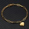 Punk Paperclip Chain Link Bracelet Female Gold Color Stainless Steel Heart Charm Bracelets for Women Jewelry Gift Braclet 2025