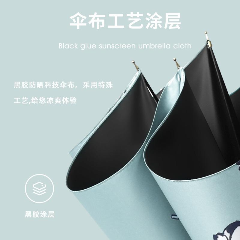 8 Bone fiber long-handled umbrella Small fresh and creative vinyl straight pole umbrella Sunscreen