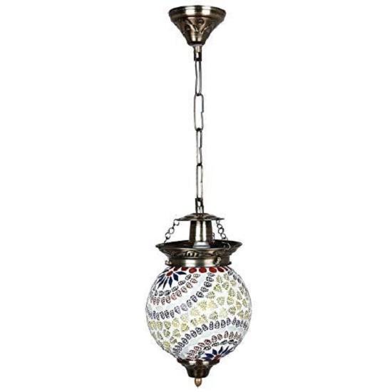 Handcrafted Multicolour Mosaic Glass Hanging Lamp(Multicolur, Bulb Not Included); Made In India