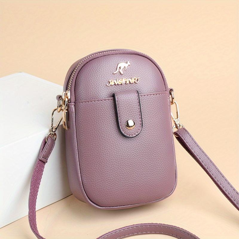 Chic Mini Crossbody Phone Bag for Women - Fashionable Faux Leather with Detachable Strap, Zip Closure, Solid Color