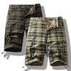 Herren-Cargo-Shorts aus Baumwolle, Sommer, Sport, lässig, Strand, kurze Hose, mehrere Taschen, gerade, karierte Shorts