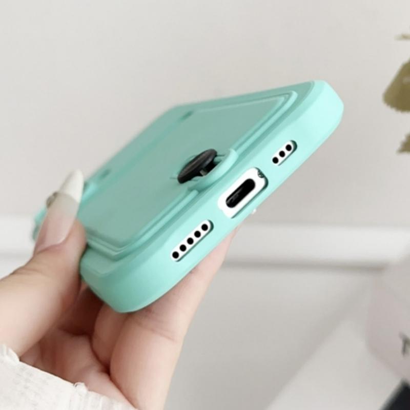 Push Card Bag Slot Holder Wallet Case For iPhone 16 15 14 Plus 11 12 13 Pro Max 16E Luxury Soft Matte Silicone Shockproof Cover