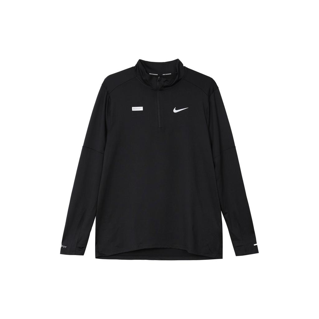 Nike Solid Color Stand Collar Long Sleeve Half Zip Running T-Shirt Men Tops Black FB8557-010