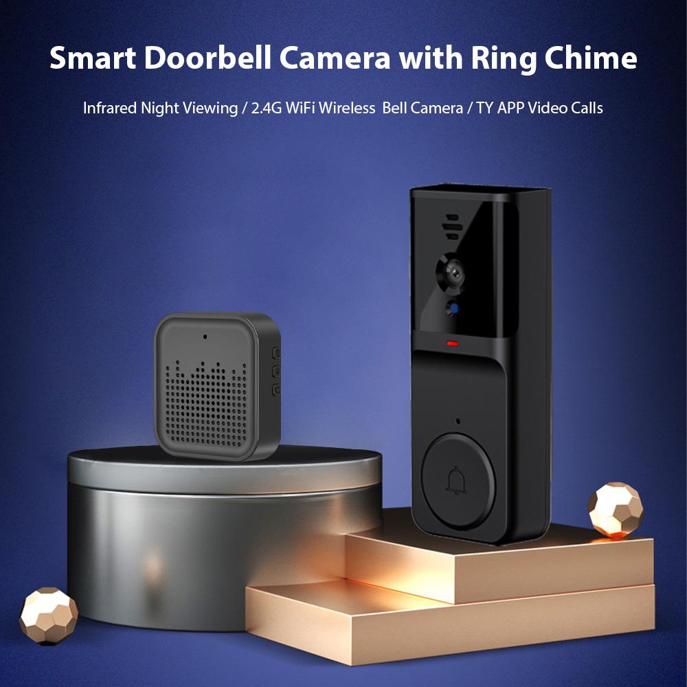 Inteligentny dzwonek do drzwi z kamerą i dzwonkiem na podczerwień, podgląd w nocy, 2,4 GHz, bezprzewodowa kamera wideo WiFi