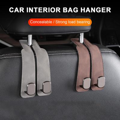 Car Seat Headrest Hook Phone Holder Faux Leather Heavy Duty Multifunctional Universal SUV