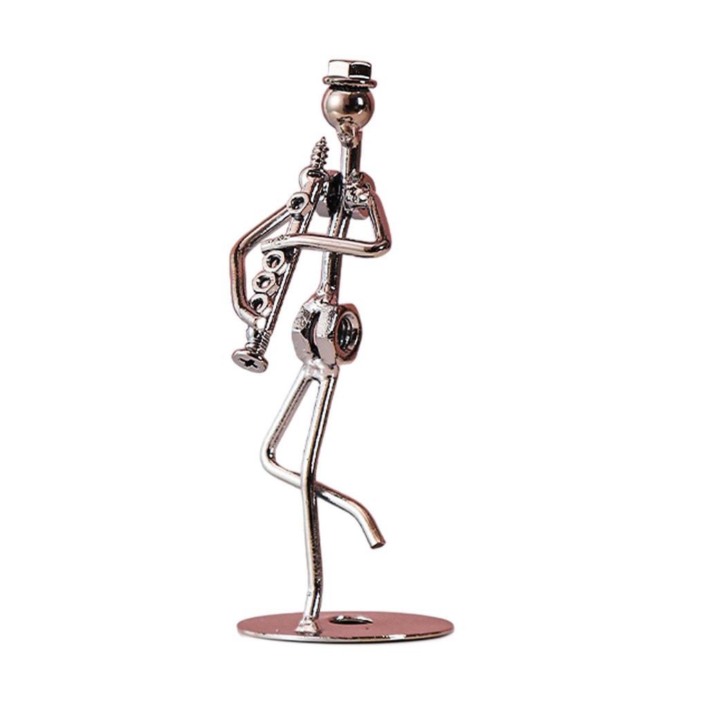 Musical Man Statue, Iron Wires and Screws Statue Home Decor, Musician Tabletop Figurine Desk Decoration for Bookshelf