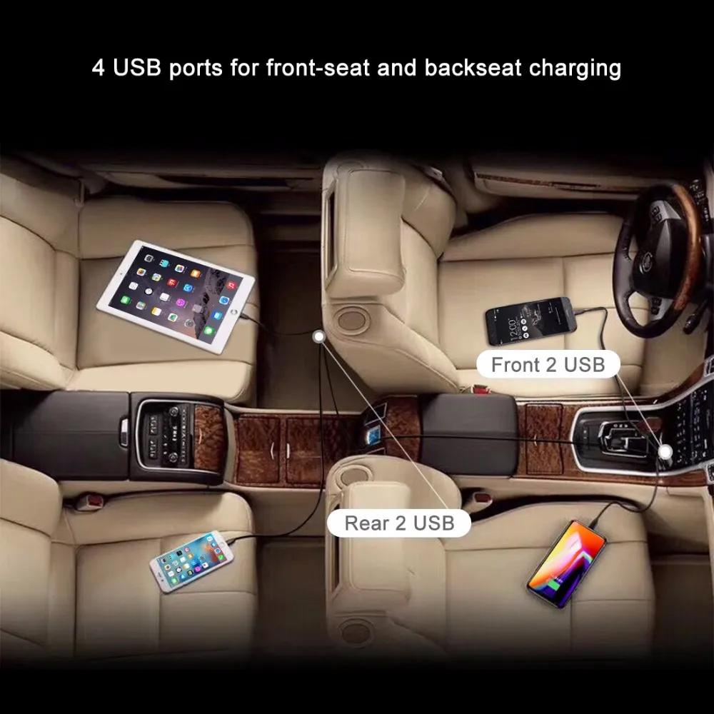 Încărcător auto 3.1A Încărcare rapidă 4 porturi Încărcător rapid Cablu prelungitor de 5,6 ft pentru Adaptor de alimentare pentru smartphone-uri tablete