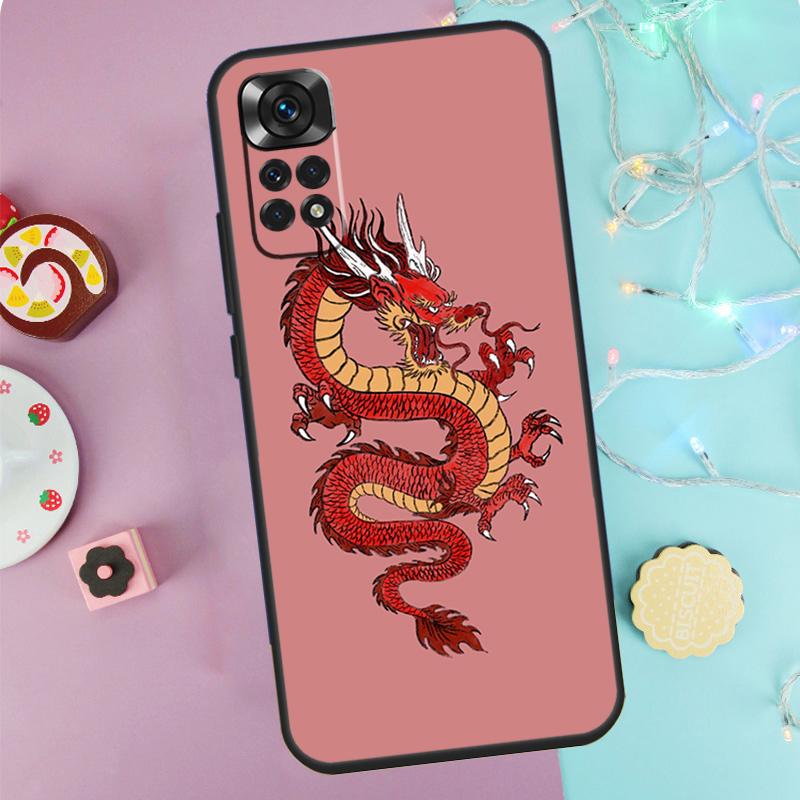 Japanese Dragon Style Case For Xiaomi Redmi Note 9 10 11 12 13 14 Pro 9S 10S 11S 12S Redmi 14C 10C 12C 13C Cover